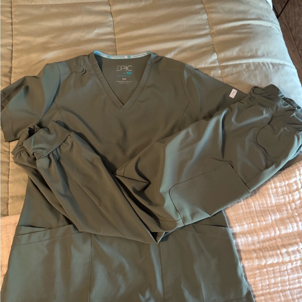 Women’s Green and Red scrub set
